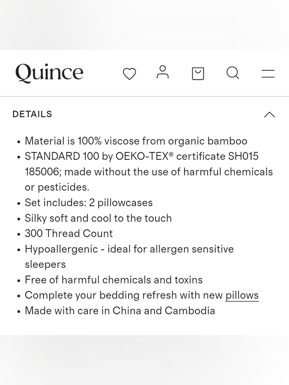 NWOT! Quince Organic Bamboo King Pillowcases! Set Of 4 (Y8) - Picture 5 of 10